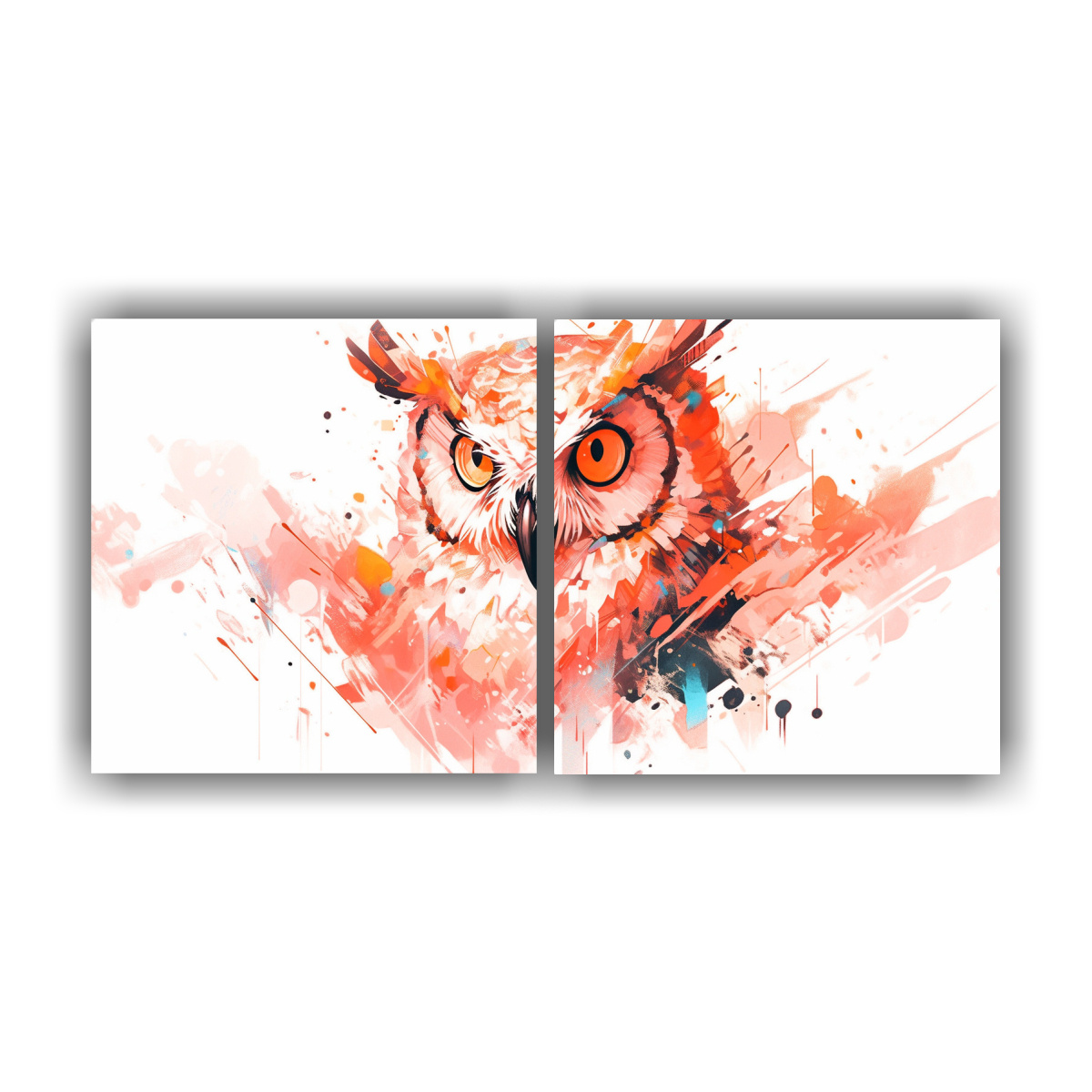 cuadros-lienzo-equilibrio-visual-lechuza-colores-pastel-y-naranja-arte-pop-neo