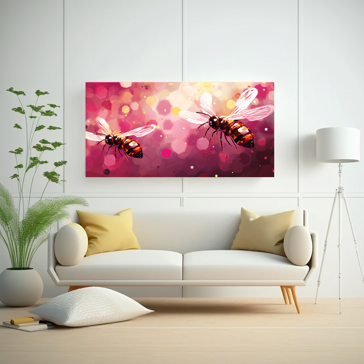 cuadros-minimalistas-fireflies-y-cherry-en-tela-transparente-1