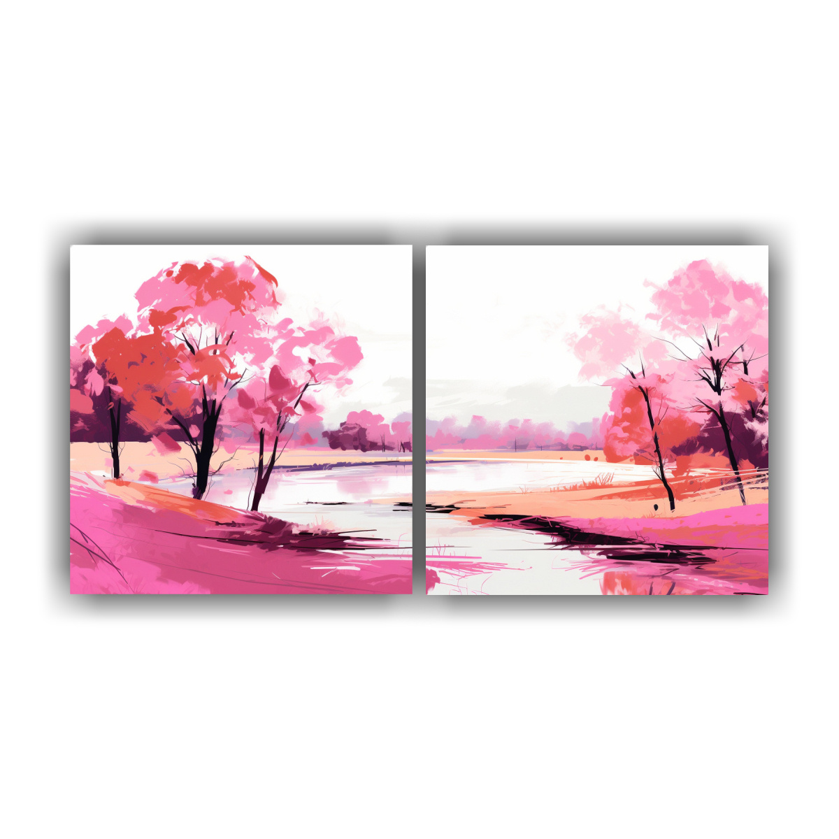 cuadros-modernos-paisaje-oto-al-con-tonos-rosados-arte-pop-neo-decorativo