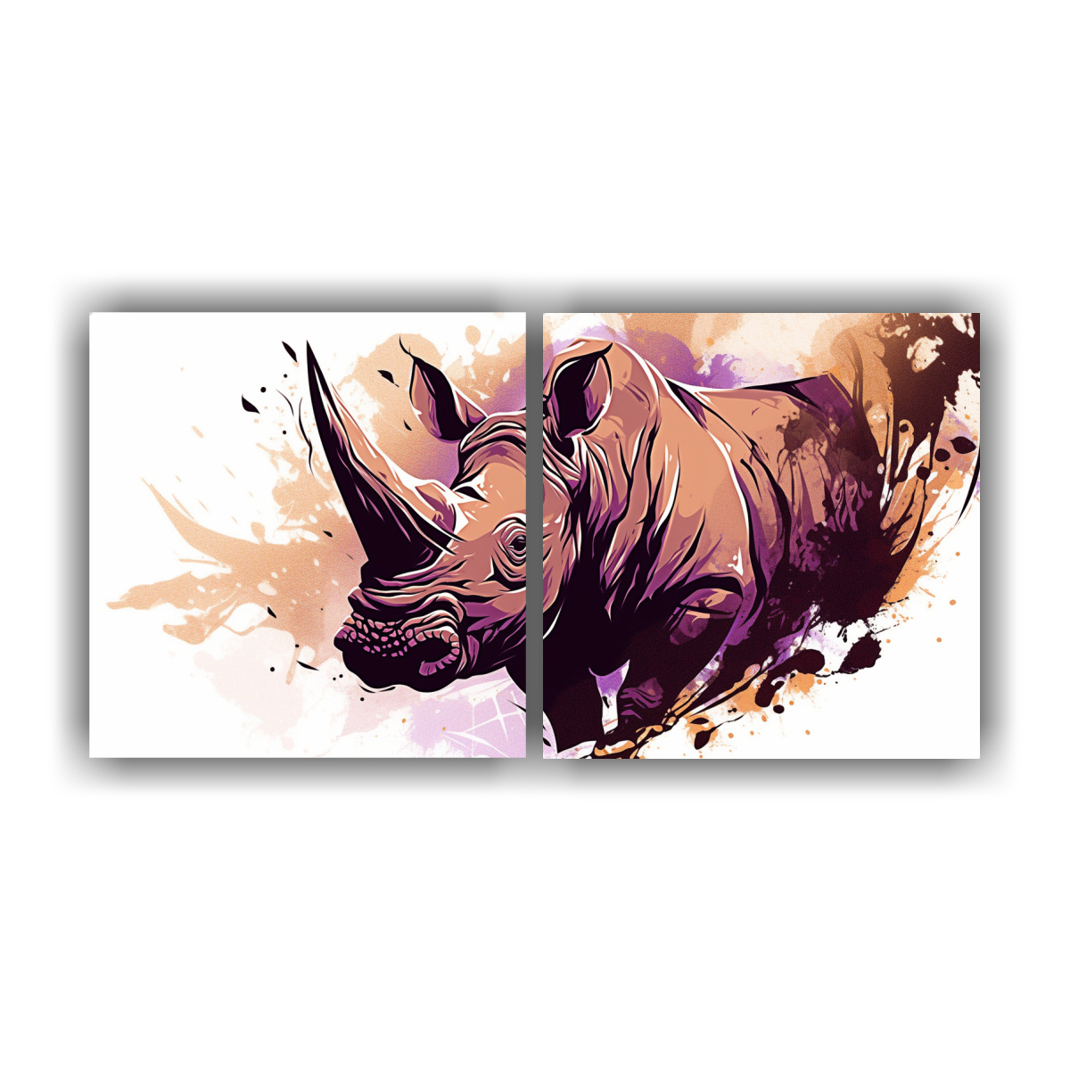 cuadros-neo-pop-arte-rinocerontes-marr-n-y-morado-en-decoraci-n-