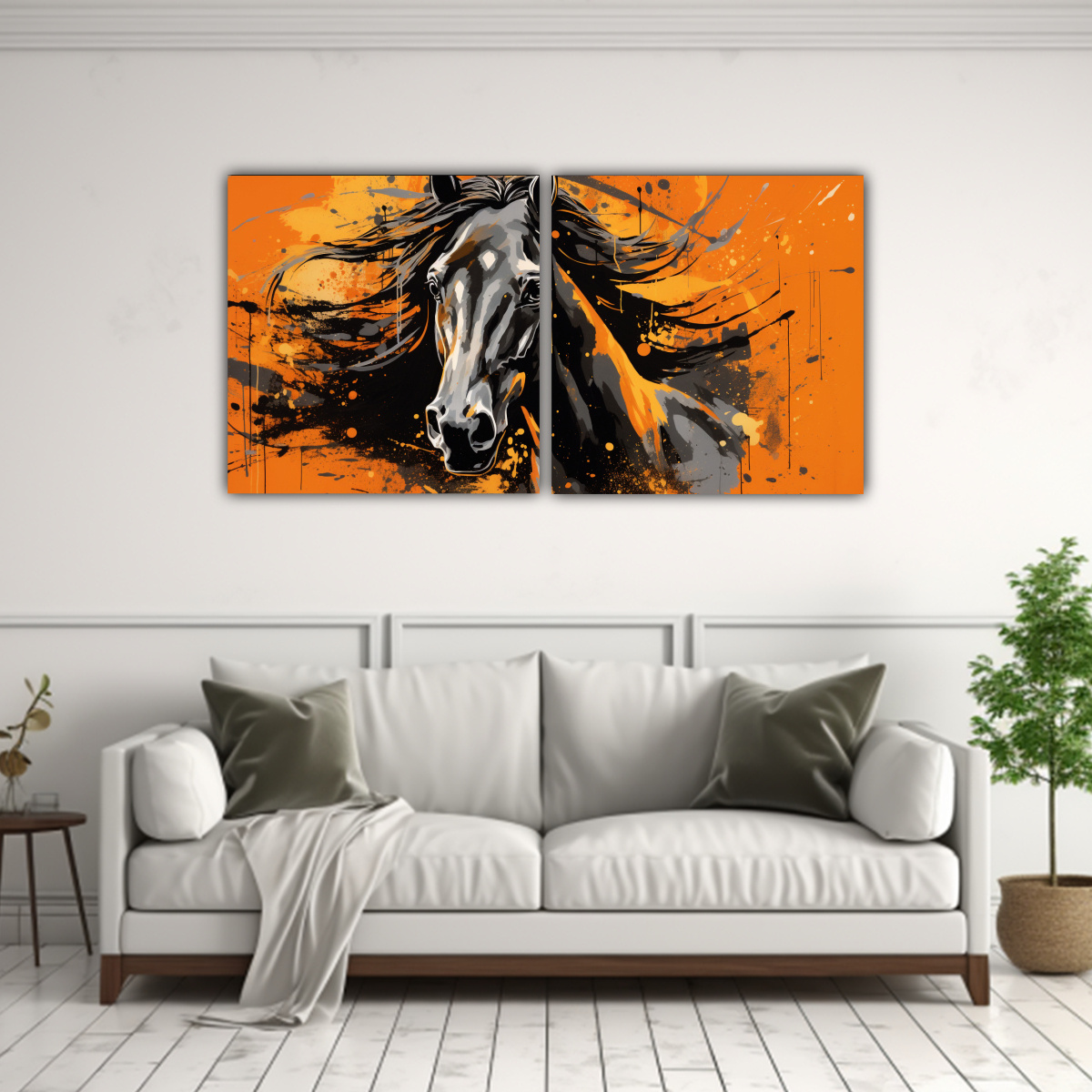 cuadros-tonos-refinados-de-un-caballo-cuarto-de-milla-en-colores-naranja-y-negro-arte-pop-neo-1-1