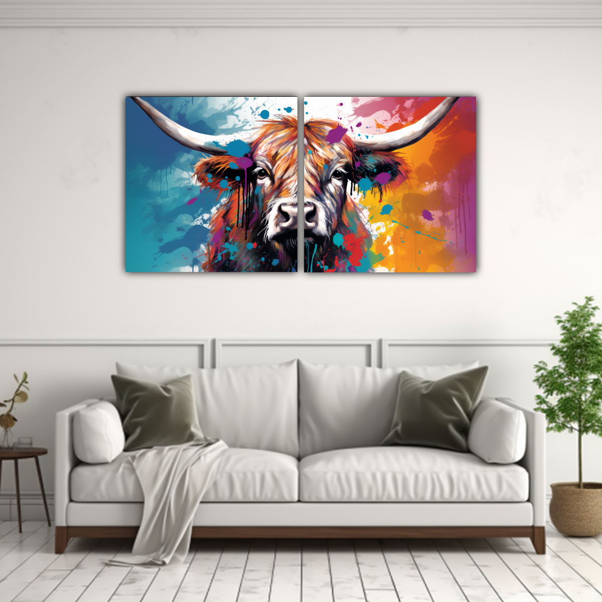 detalles-intrincados-de-una-vaca-de-las-highlands-en-arte-neo-pop-en-blanco-1