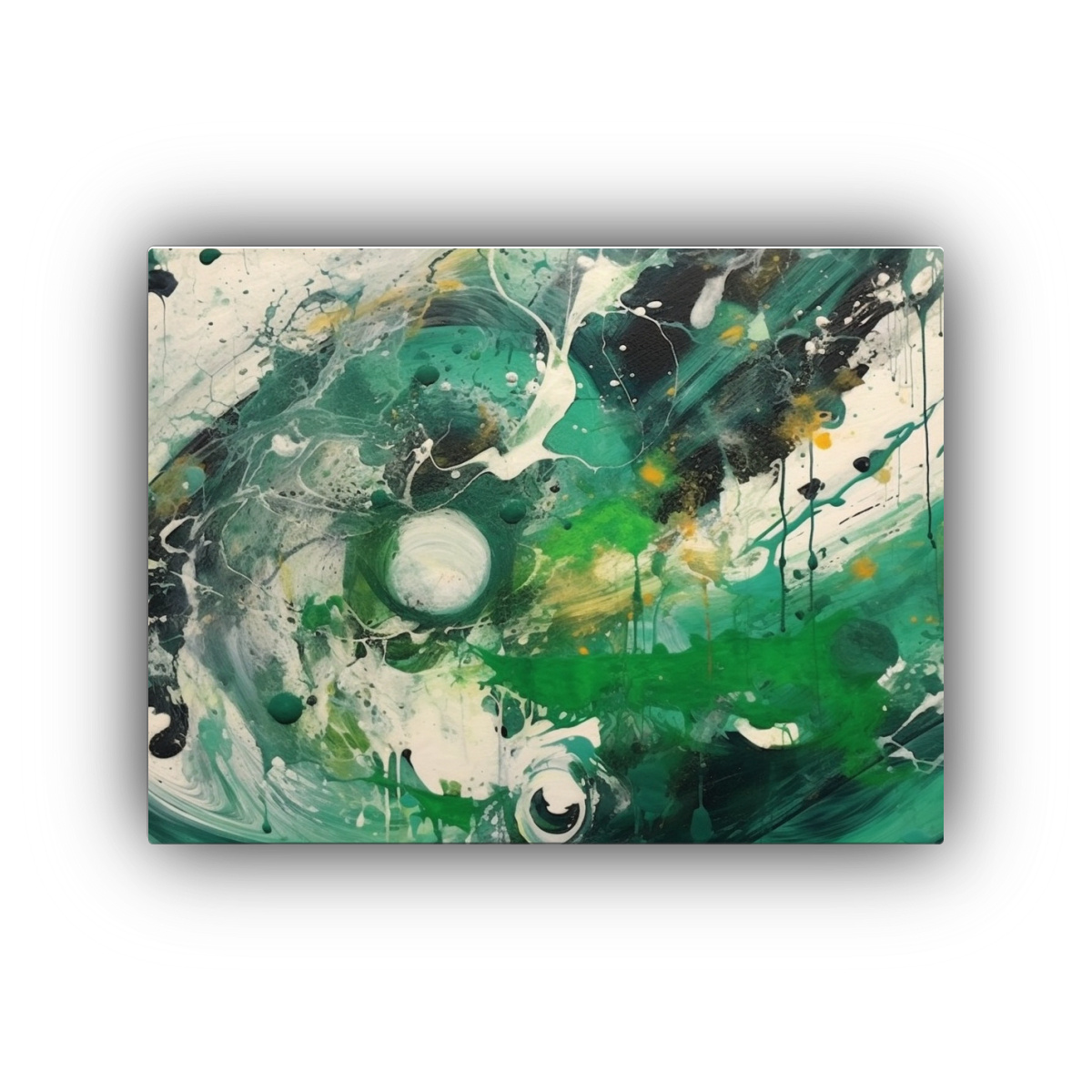 dibujo-en-bastidor-abstracto-verde-y-gris-en-papel