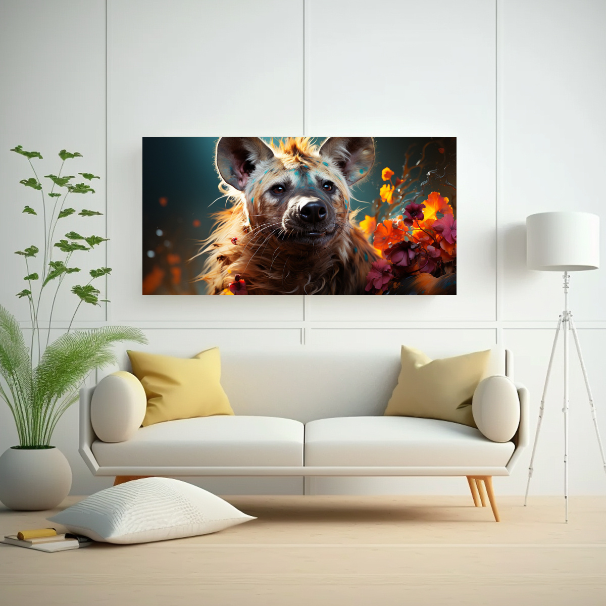 impreso-de-arte-para-cuarto-de-hiena-en-estilo-pintura-al-estilo-leo-colorida-21x7-2