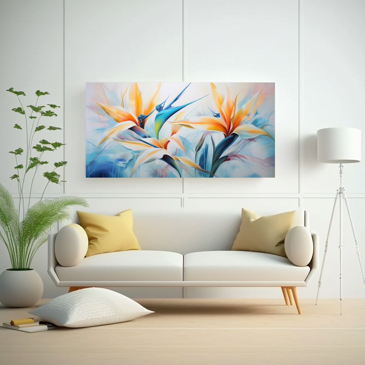 lienzo-de-tela-colores-vibrantes-aves-del-para-so-en-blanco-y-turquesa-1