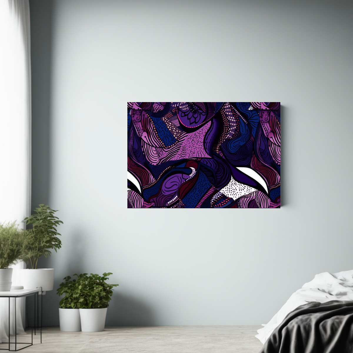 lienzo-de-tela-con-dise-o-africano-en-tonos-morado-oscuro-y-azul-marino-1