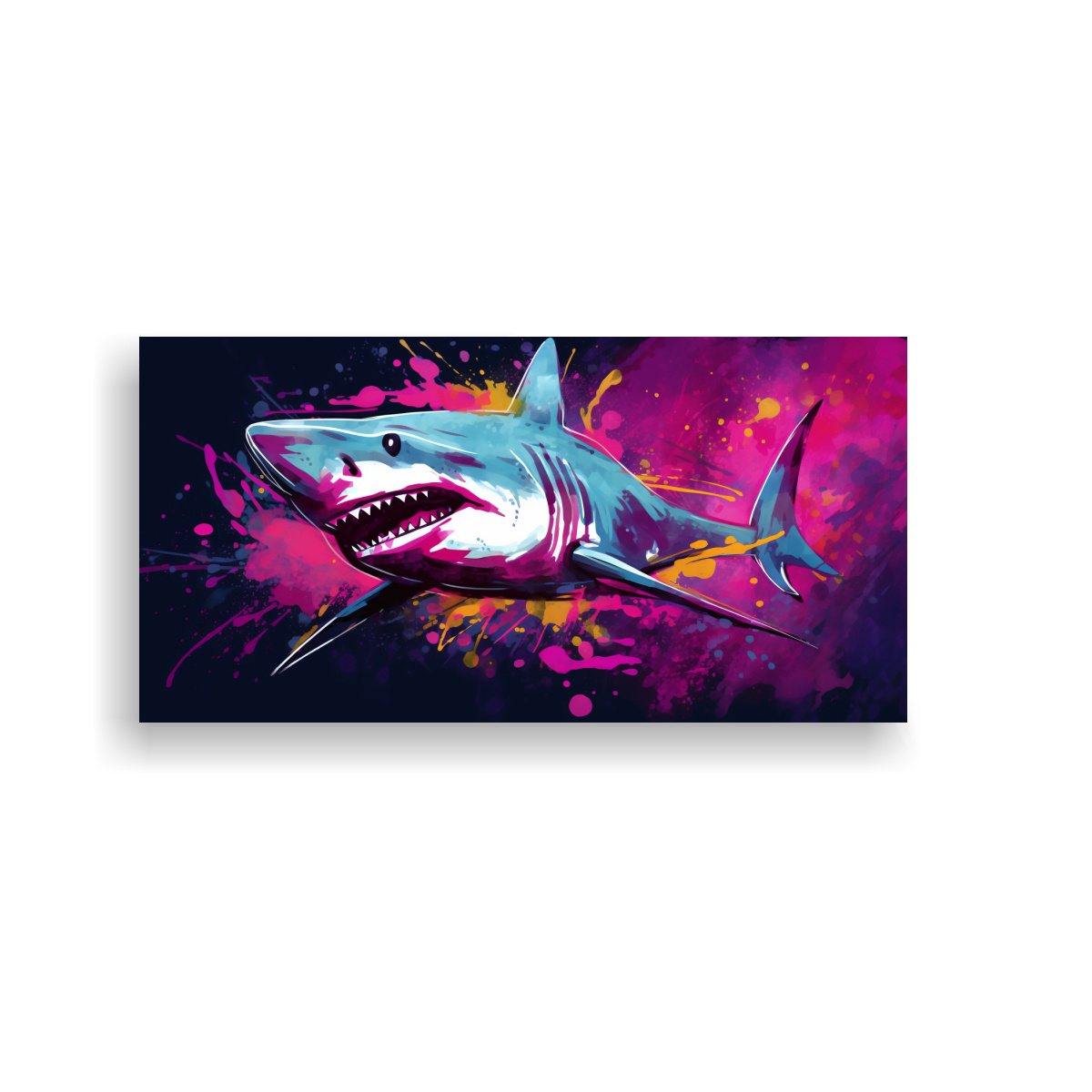lienzo-de-tela-decoraci-n-calidez-shark-in-fuchsia-y-colores-fr-os-neo-pop-art