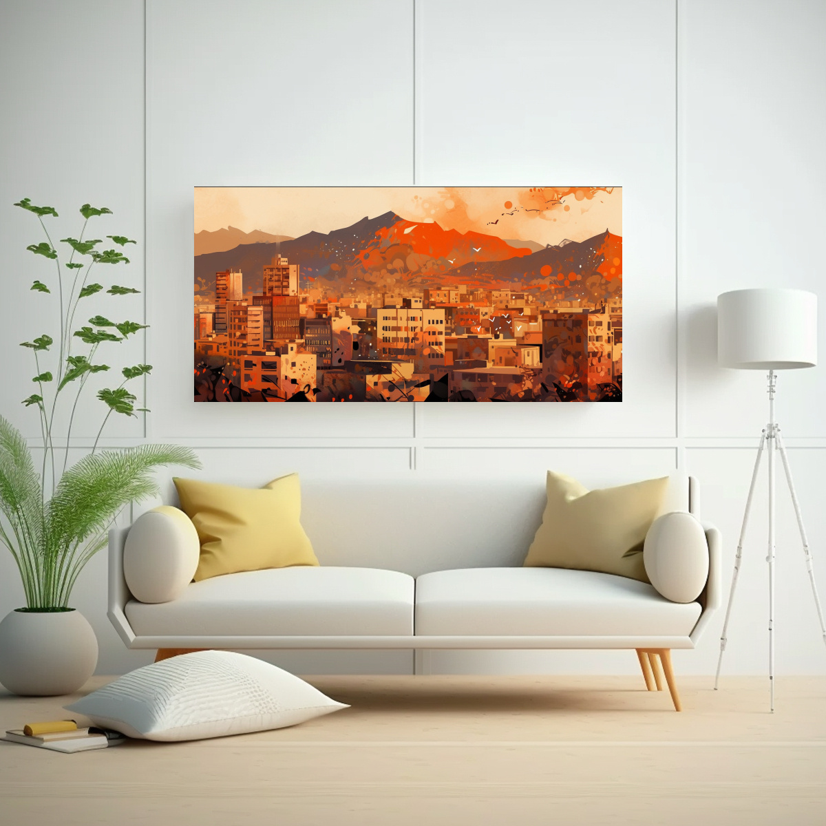 lienzo-de-tela-dibujo-santiago-city-en-chile-en-colores-marr-n-y-naranja-neo-1-1