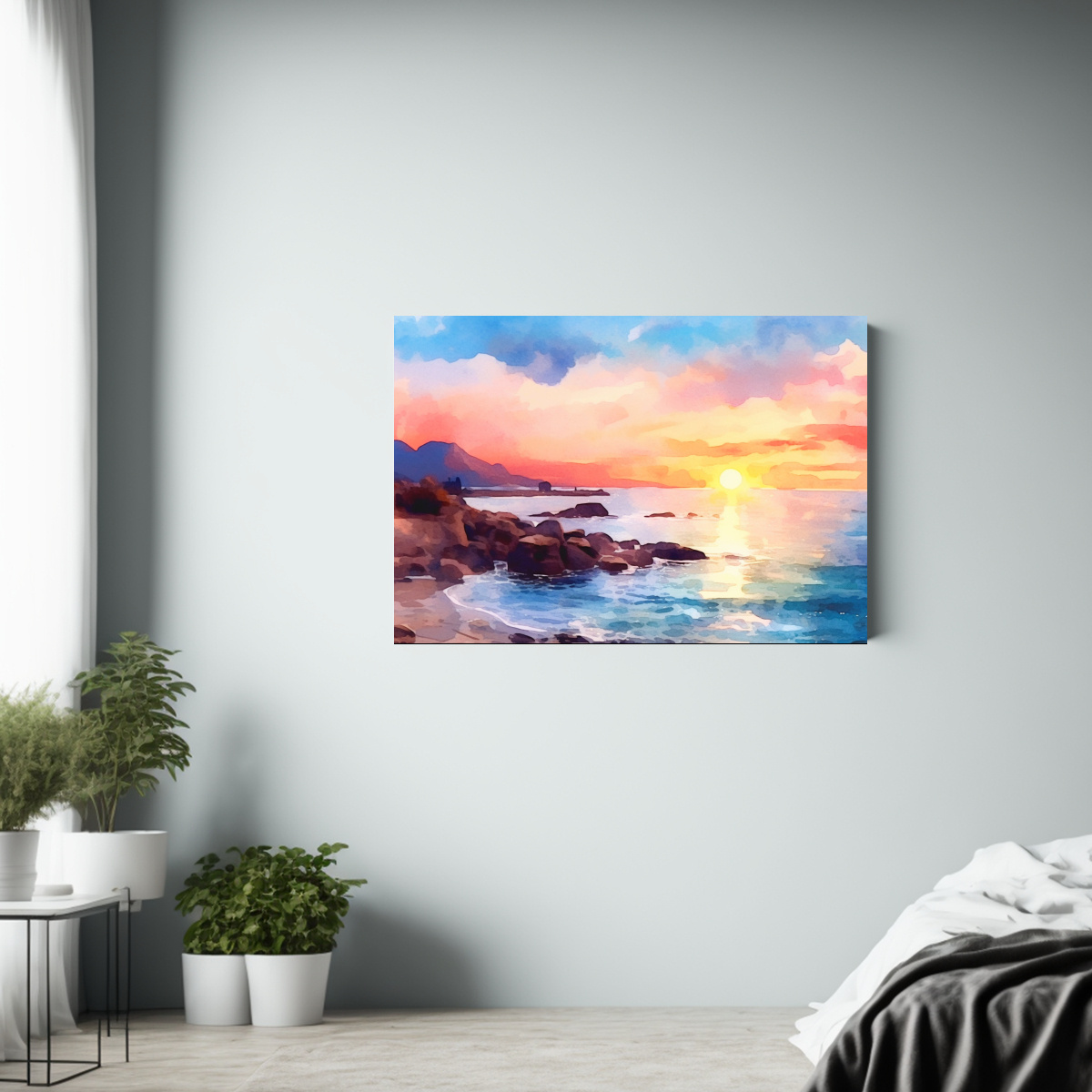 lienzo-impreso-paisaje-costero-colorido-estilo-acuarela-dormitorio-1