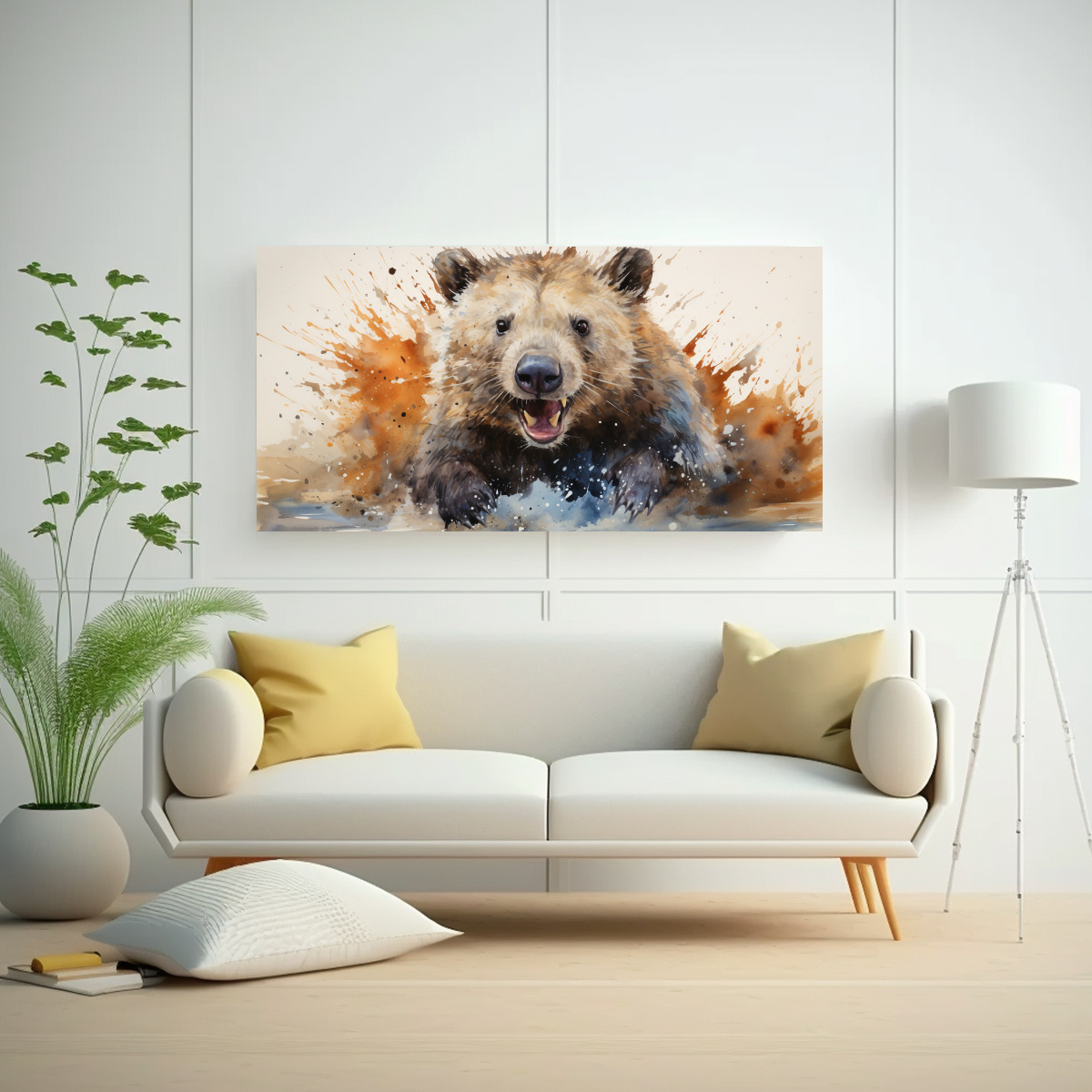 lienzo-neo-pop-art-armon-a-crom-tica-wombats-en-tonos-taupe-1