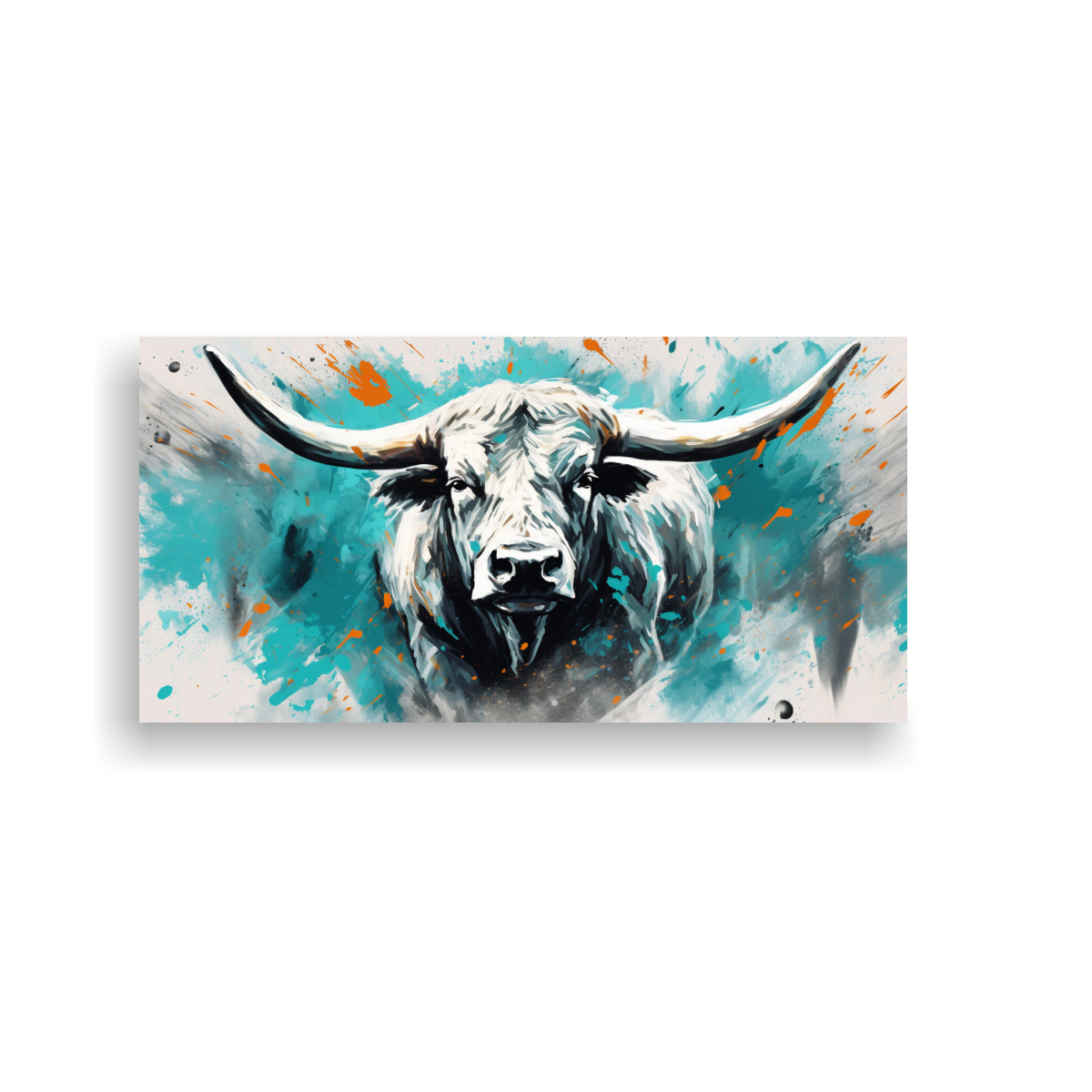 lienzo-tela-creativo-con-toros-blancos-y-turquesa-en-arte-neo-pop-