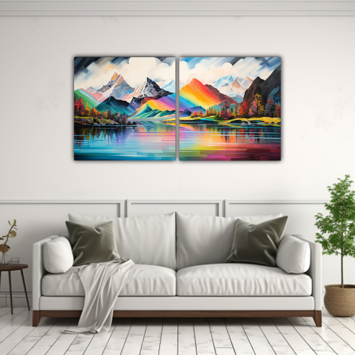 lienzos-paisaje-monta-as-junto-lago-con-arco-ris-y-colores-oscuros-1