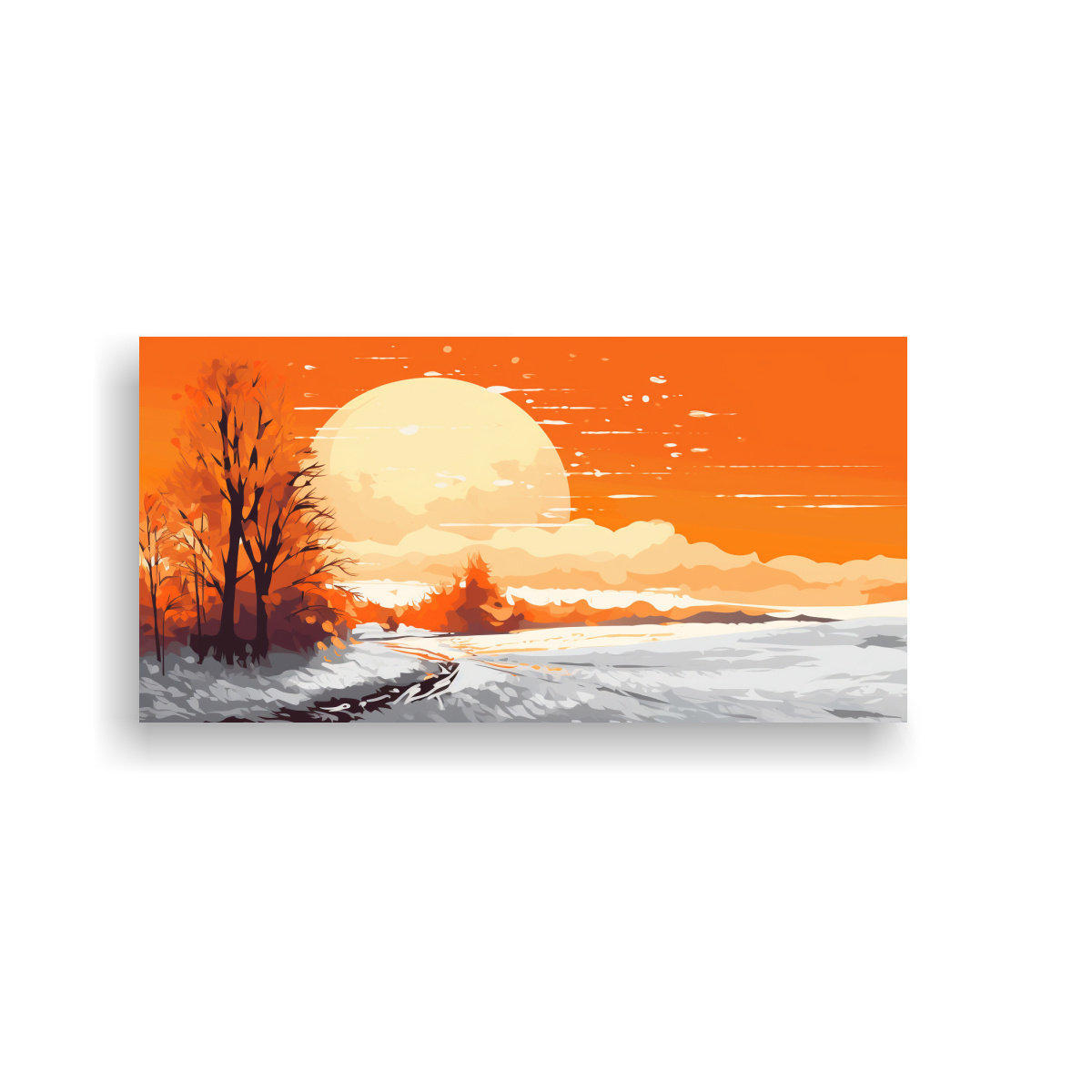 paisaje-de-invierno-con-colores-naranja-en-lienzo-moderno-neo-pop-art