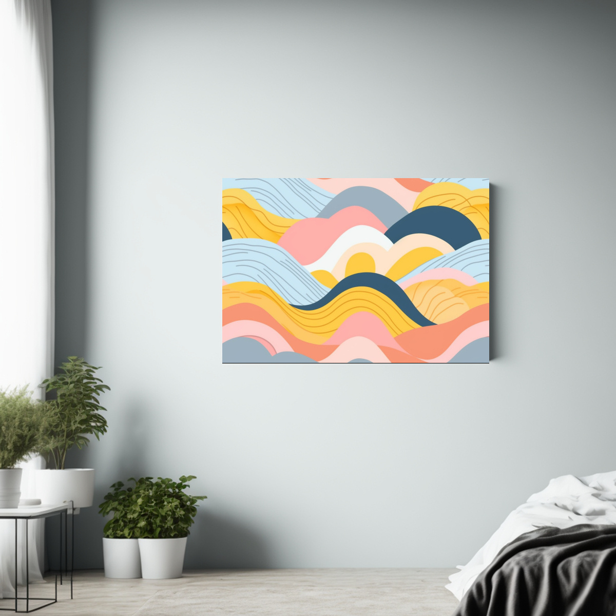 patr-n-enigm-tico-en-tonos-mostaza-y-azul-p-lido-de-arte-de-pared-fotogr-fico-1