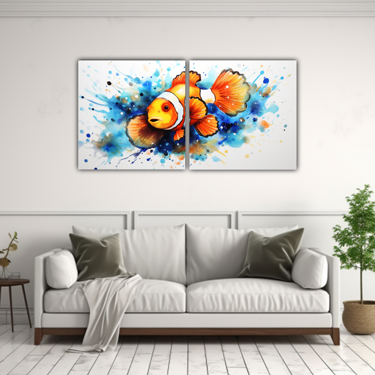pez-payaso-en-acuarelas-estilo-pintura-2-arte-de-pared-clownfish-colorido-1