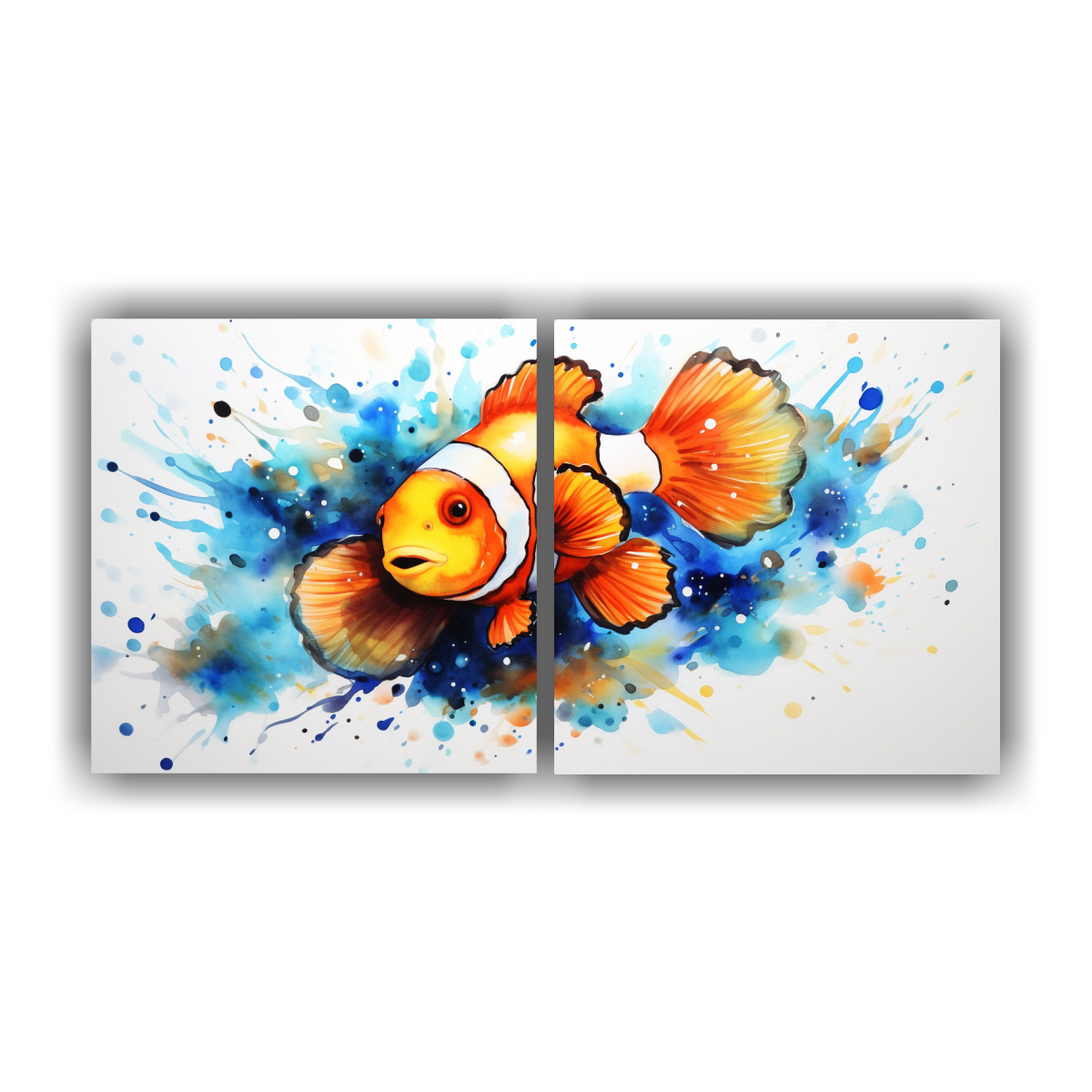 pez-payaso-en-acuarelas-estilo-pintura-2-arte-de-pared-clownfish-colorido