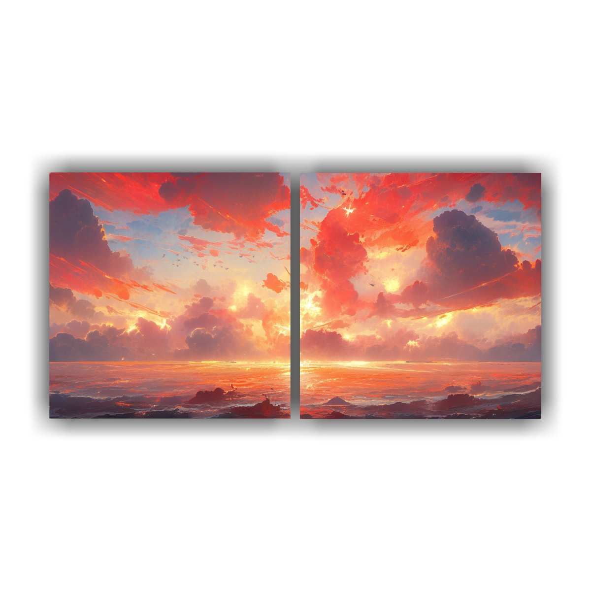 pintura-abstracta-actual-de-cielo-y-mar-en-rojo-para-decoraci-n