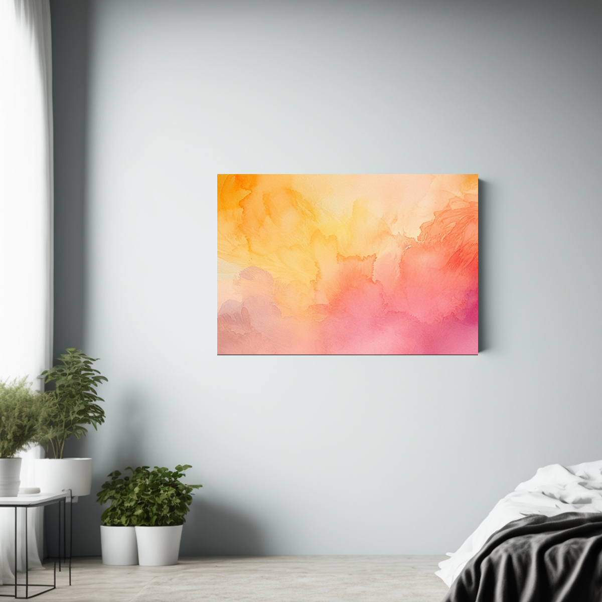 pintura-abstracta-acuarela-amarilla-y-roja-en-bastidor-1