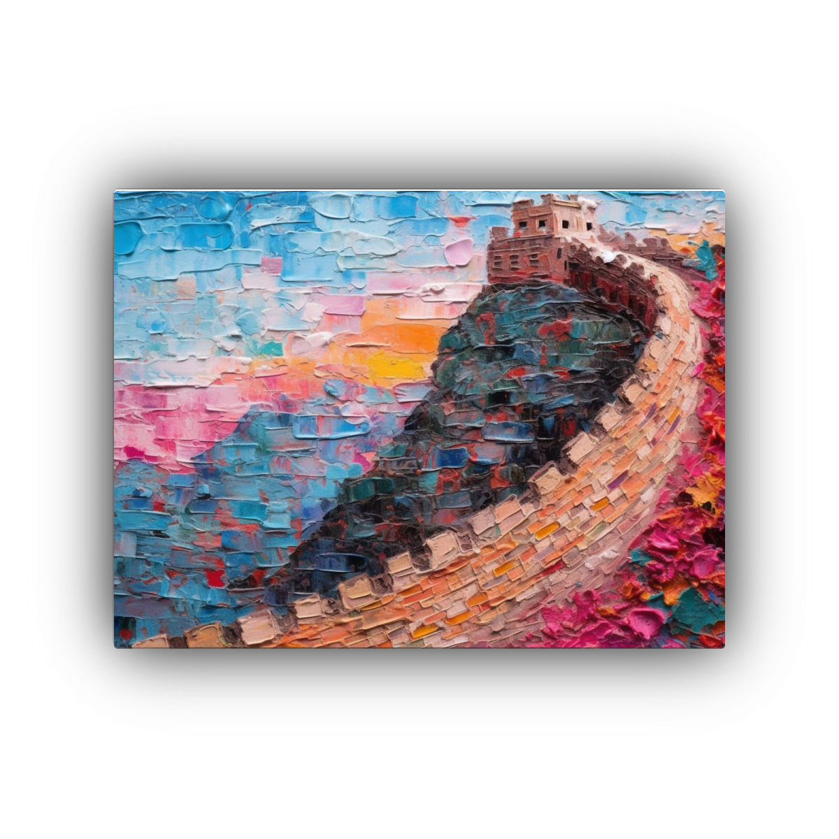 pintura-abstracta-colorida-de-la-gran-muralla-china-en-azul