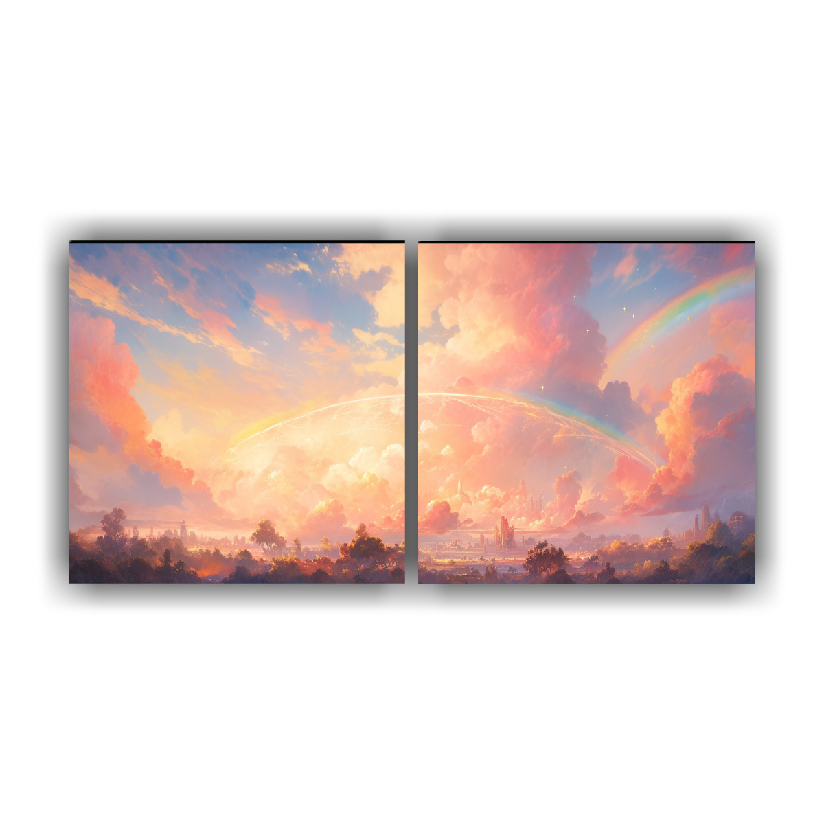 pintura-abstracta-de-amanecer-con-arco-ris-y-colores-dorados