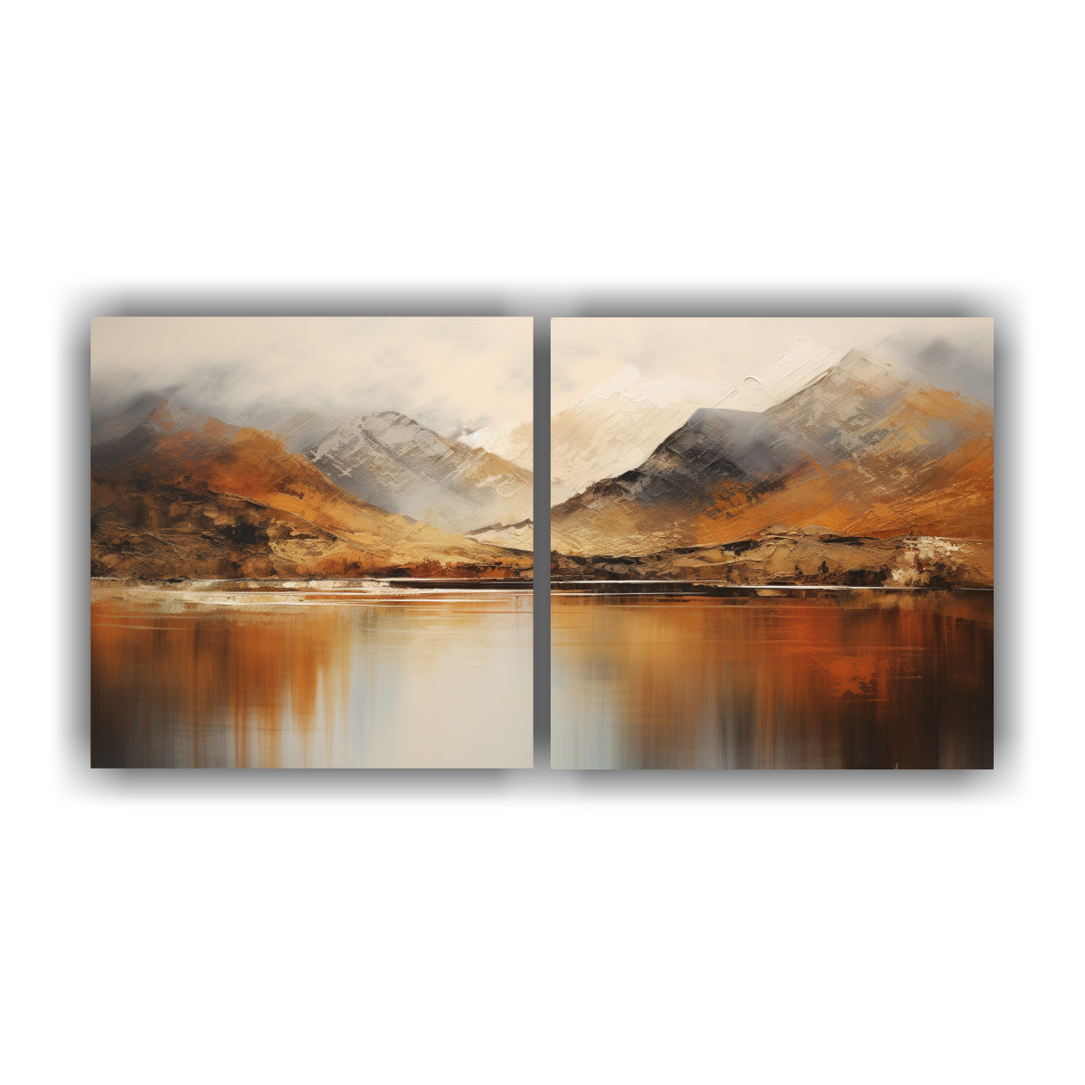 pintura-abstracta-de-monta-as-junto-al-lago-con-colores-marrones