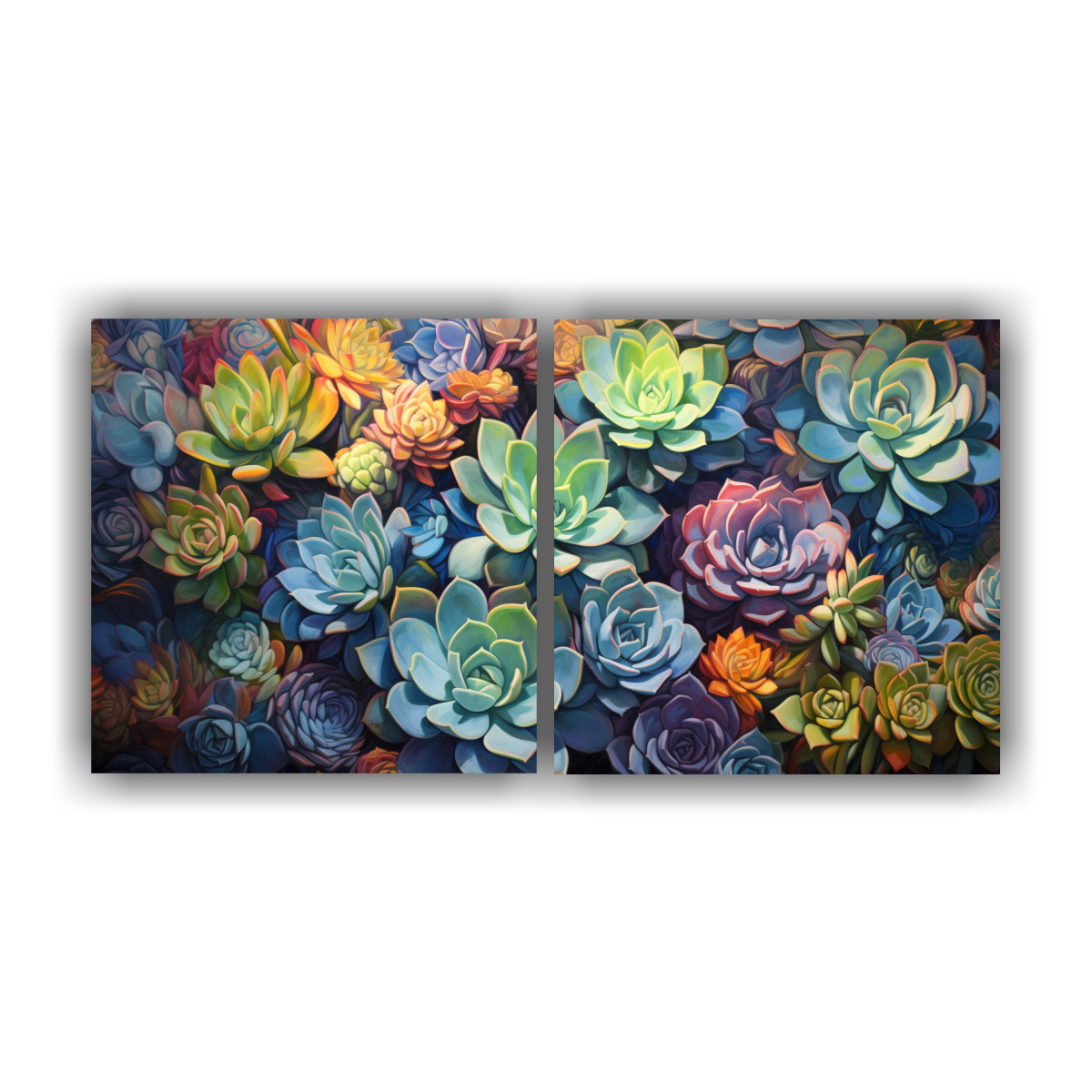 Pintura Abstracta Detallada De Plantas Suculentas Con Efecto Visual
