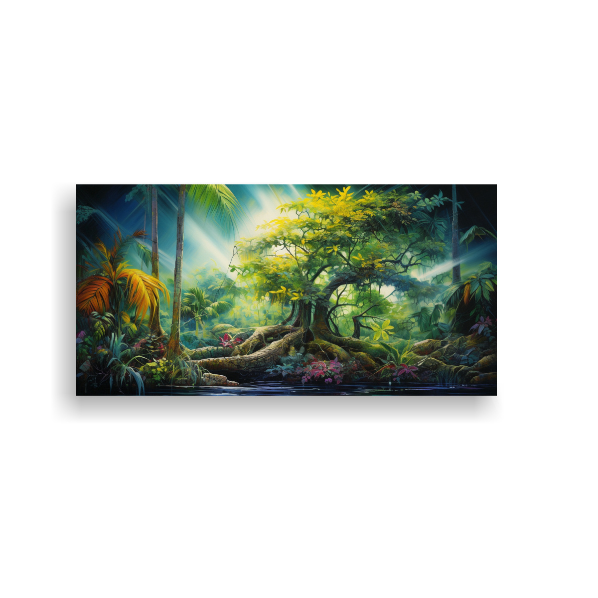 Pintura Abstracta Detallada De árbol Tropical Linda A En Estilo óleo