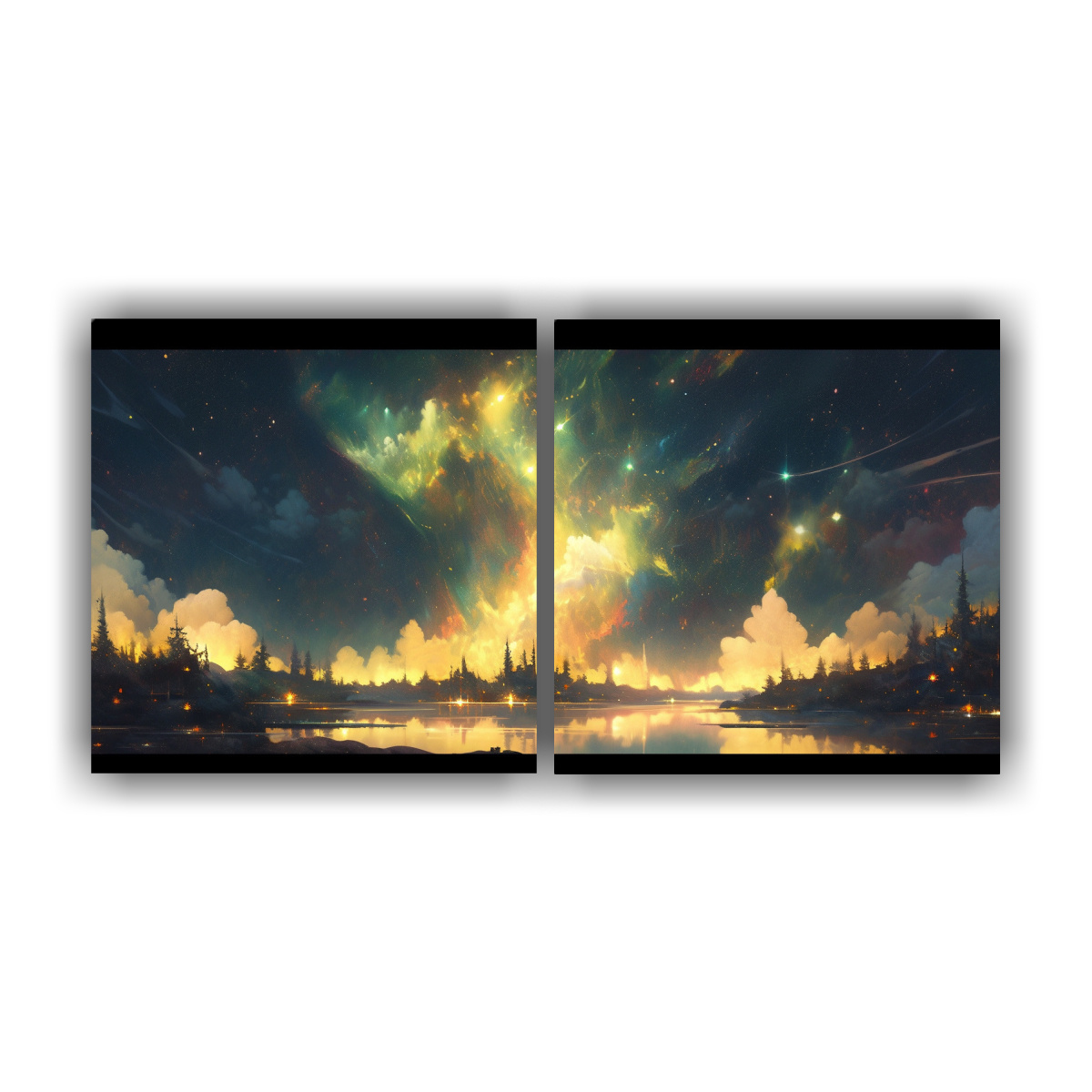 pintura-abstracta-efecto-visual-auroras-boreales-amarillo