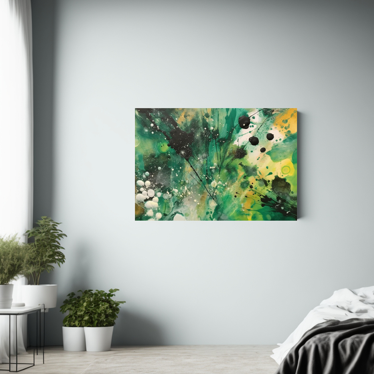 pintura-abstracta-exclusiva-en-verde-y-negro-con-patrones-arte-abstracto-finamente-dise-ado-1