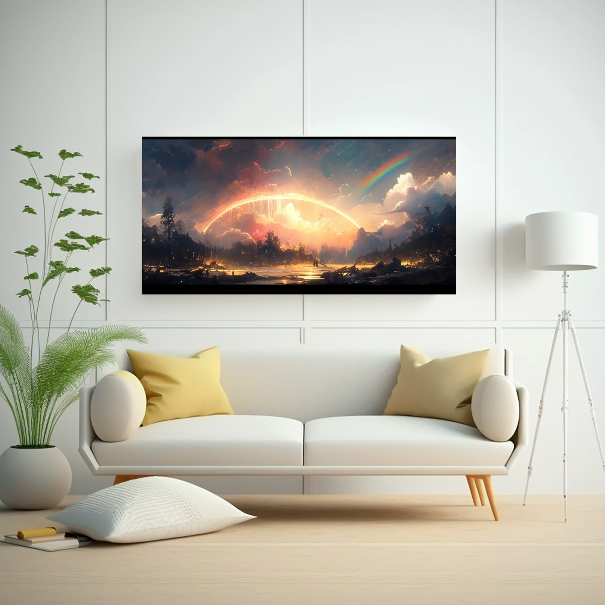 pintura-abstracta-luminosa-con-arco-ris-y-negro-1