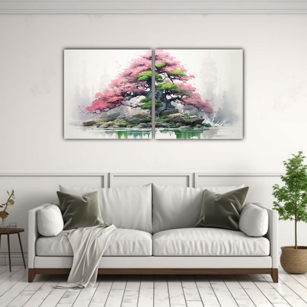 pintura-abstracta-rbol-bons-i-abeto-verde-y-rosa-1