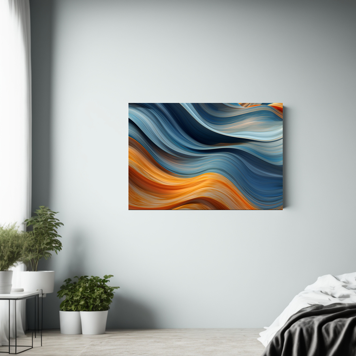 Cuadro Abstracto Relieve Líneas Azules Y Naranjas - DecoCuadros