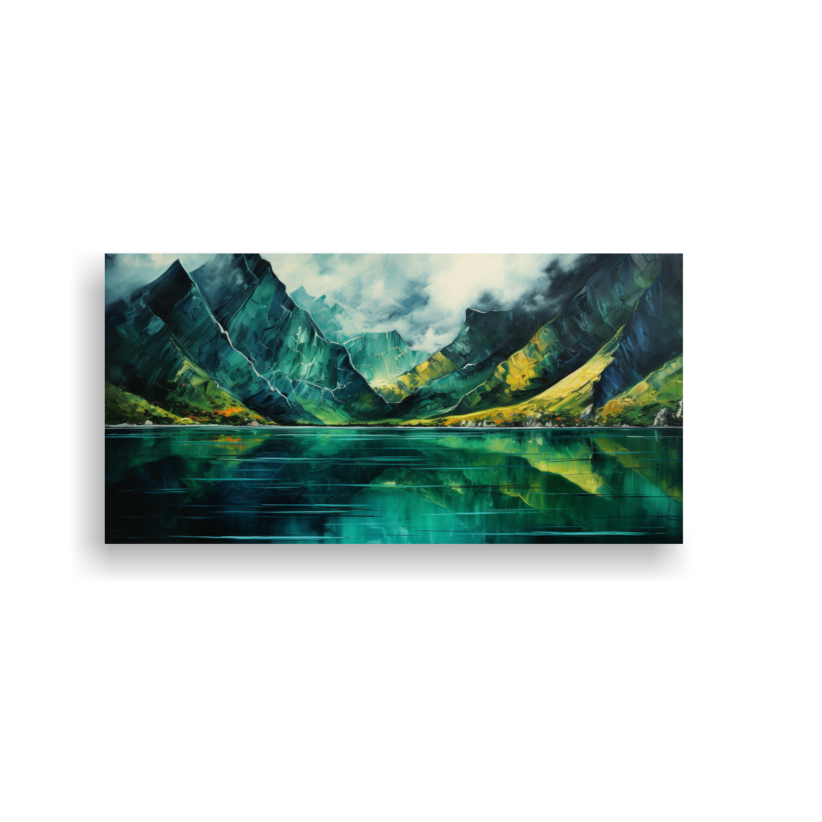 pintura-abstracta-relieve-monta-as-junto-al-lago-verde-decorativo