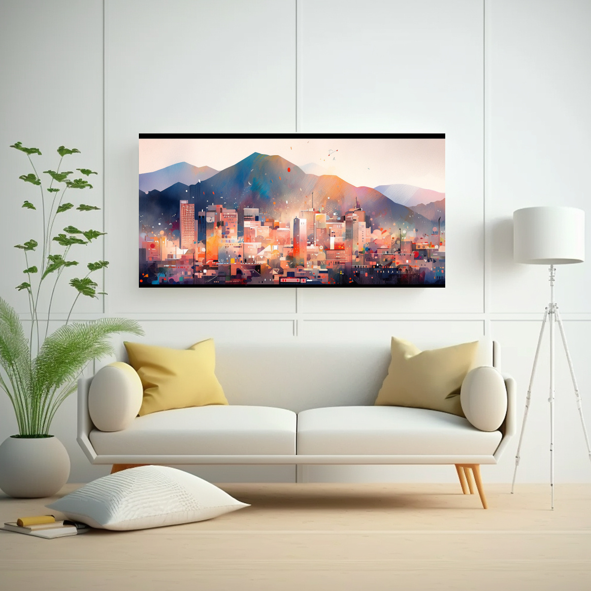 pintura-acuarela-creativa-santiago-city-chile-en-tela-bastidor-1