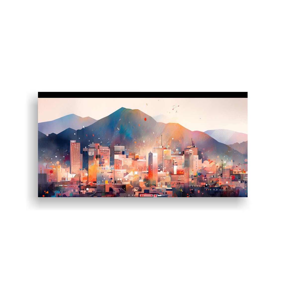 pintura-acuarela-creativa-santiago-city-chile-en-tela-bastidor