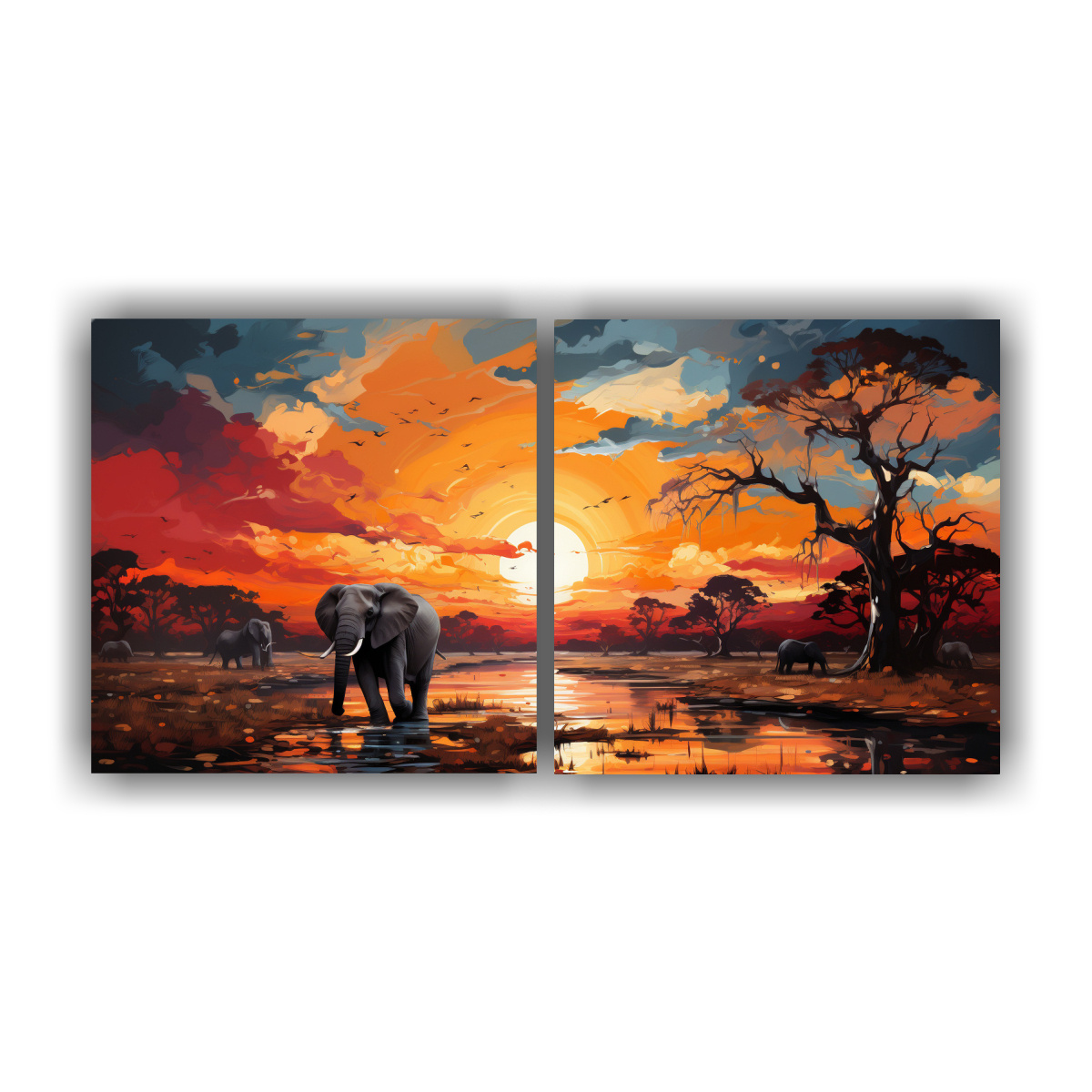 pintura-al-estilo-leo-cl-sica-elefante-salvaje-en-bastidor-set-2-telas-c-lidas