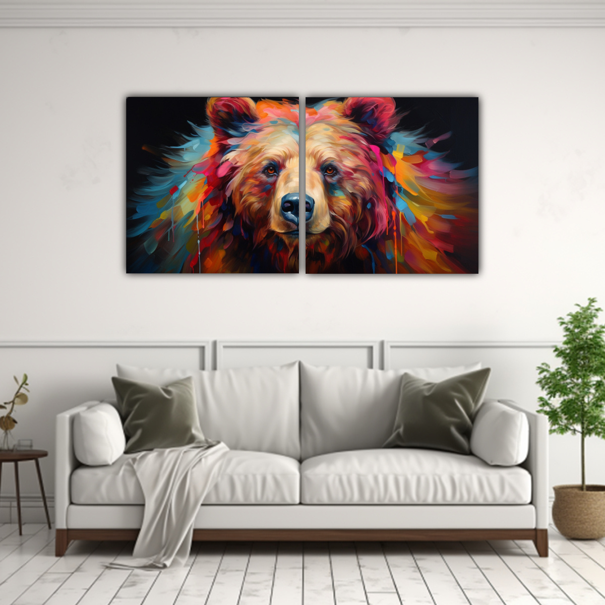 pintura-al-estilo-leo-colorida-de-estilo-de-vida-de-oso-en-dos-cuadros-1