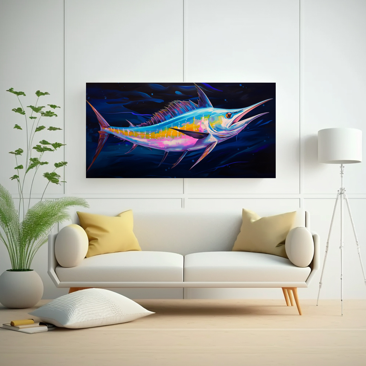 pintura-al-estilo-leo-elegante-de-blue-marlin-en-bastidor-21-pulgadas-1