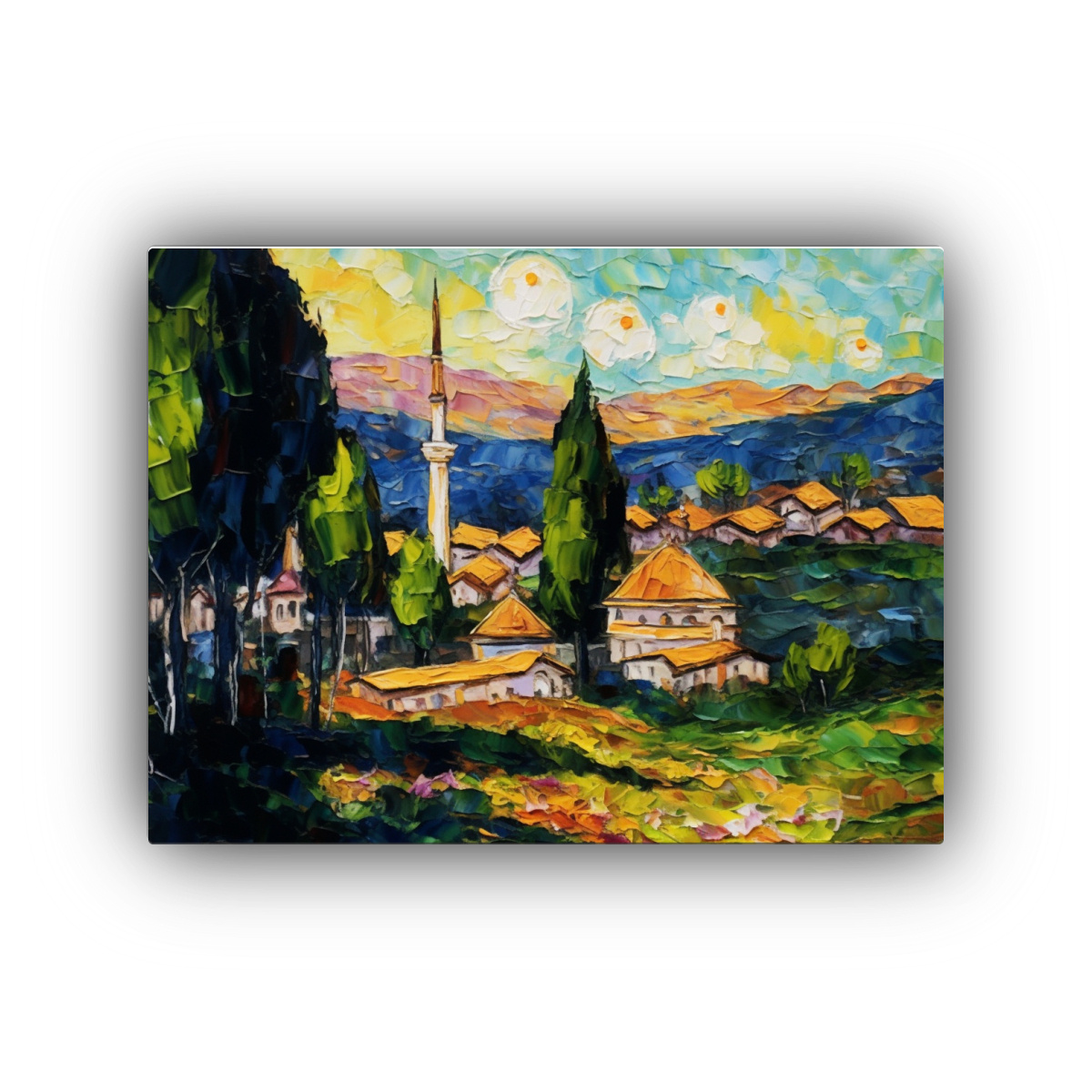 pintura-al-leo-vista-de-pueblo-bosnio-con-mezquita-al-estilo-de-van-gogh
