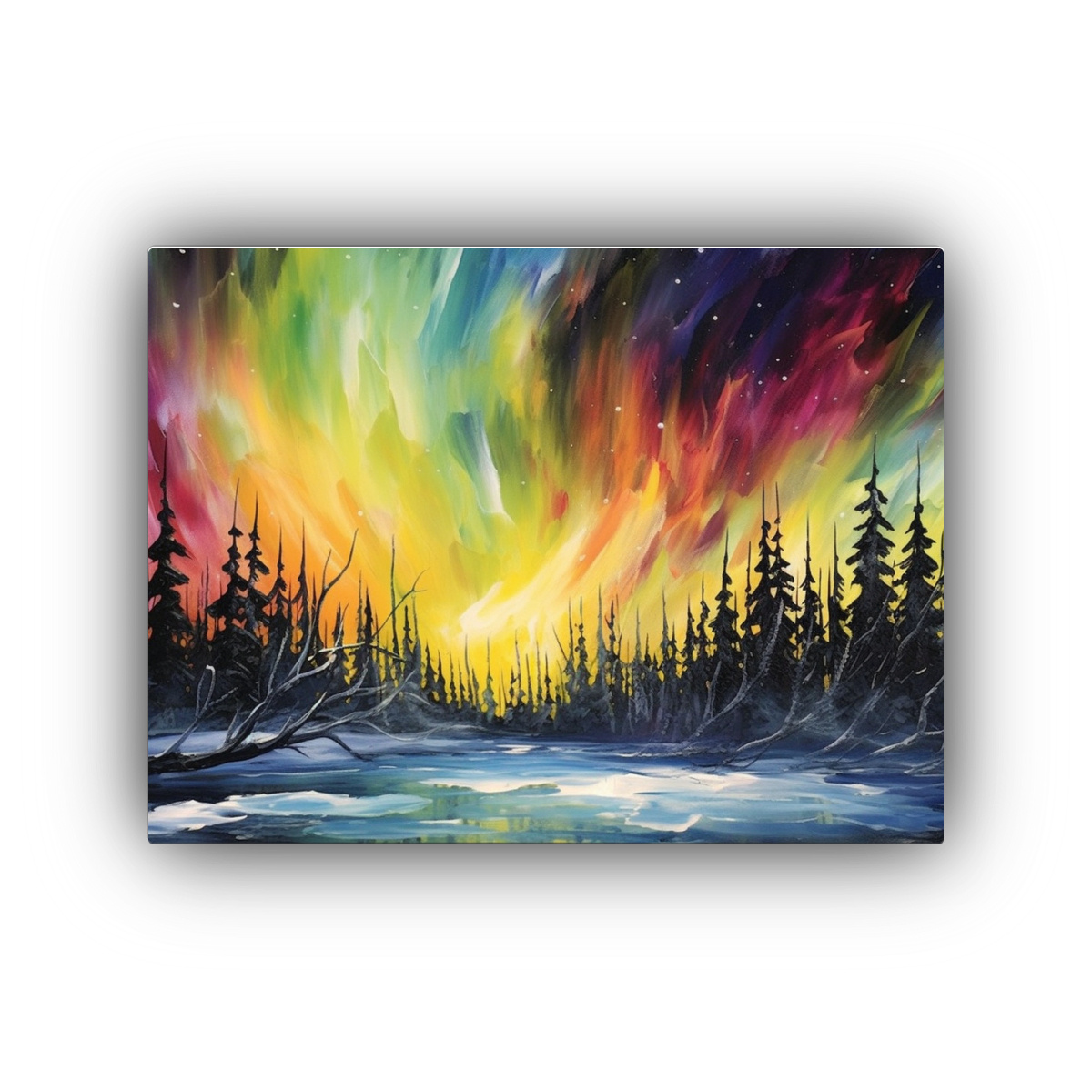 pintura-cuadro-ba-o-auroras-boreales-oro-norte-a