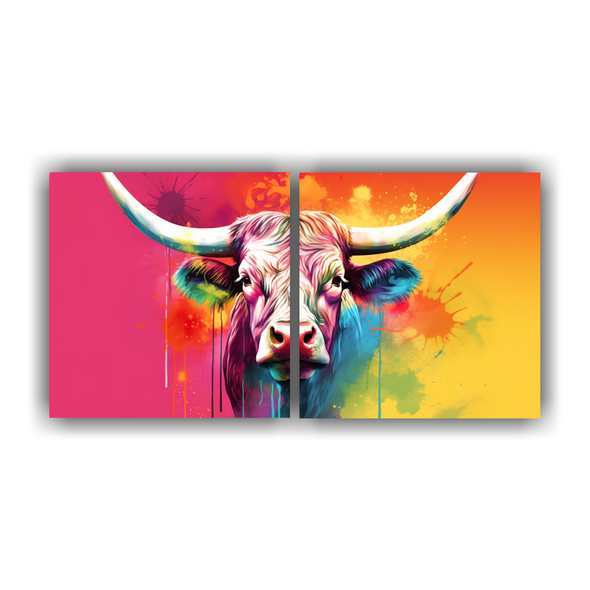 pintura-d-ptico-vaca-longhorn-arco-ris-y-rosa-arte-neopop