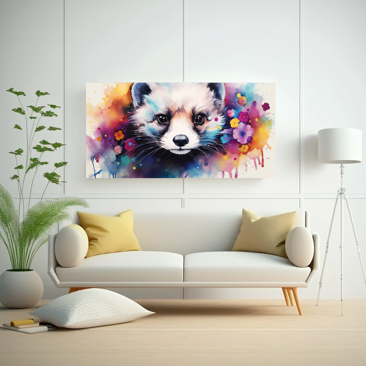 pintura-de-acuarela-abstracta-equilibrio-visual-ferret-colorida-1