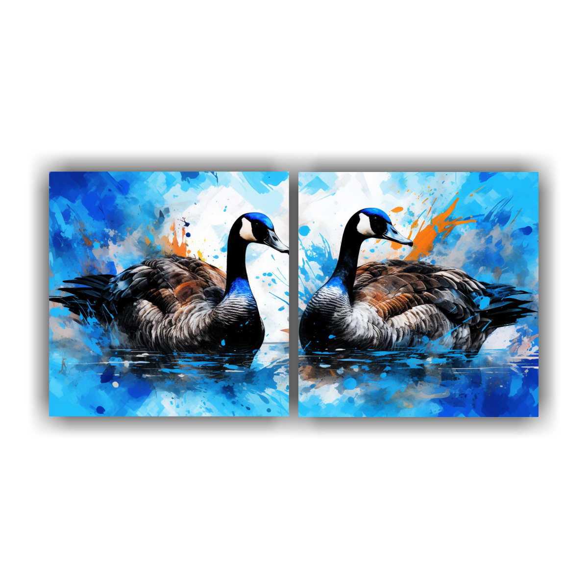 pintura-de-gansos-en-colores-negro-y-azul-en-arte-pop-neo-