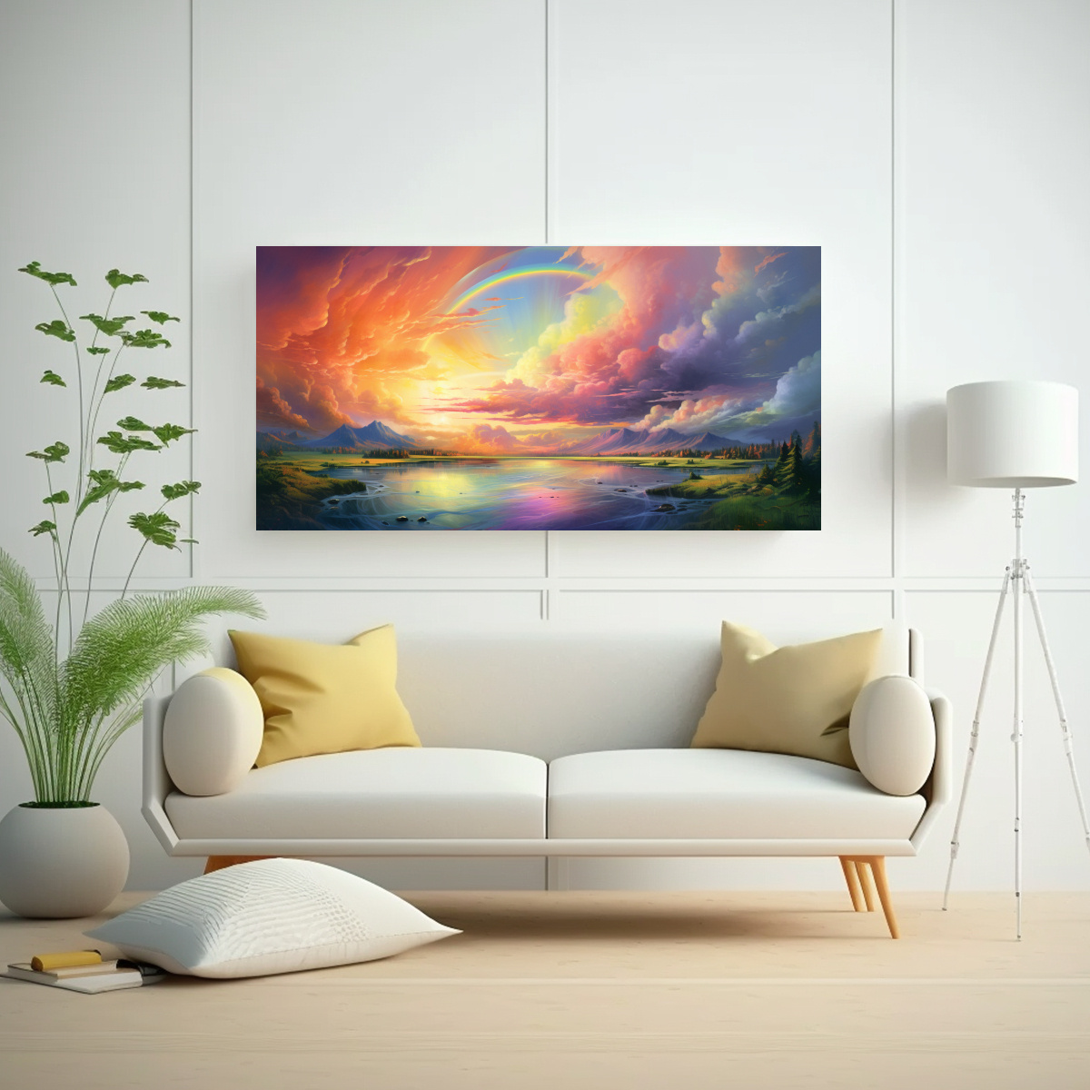 pintura-de-paisajes-de-amanecer-y-atardecer-con-arco-ris-y-verde-1