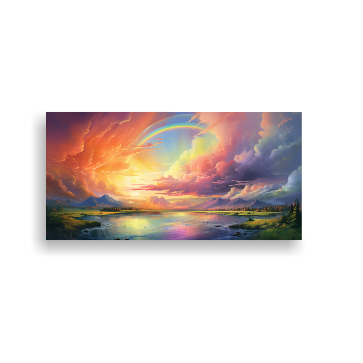 pintura-de-paisajes-de-amanecer-y-atardecer-con-arco-ris-y-verde
