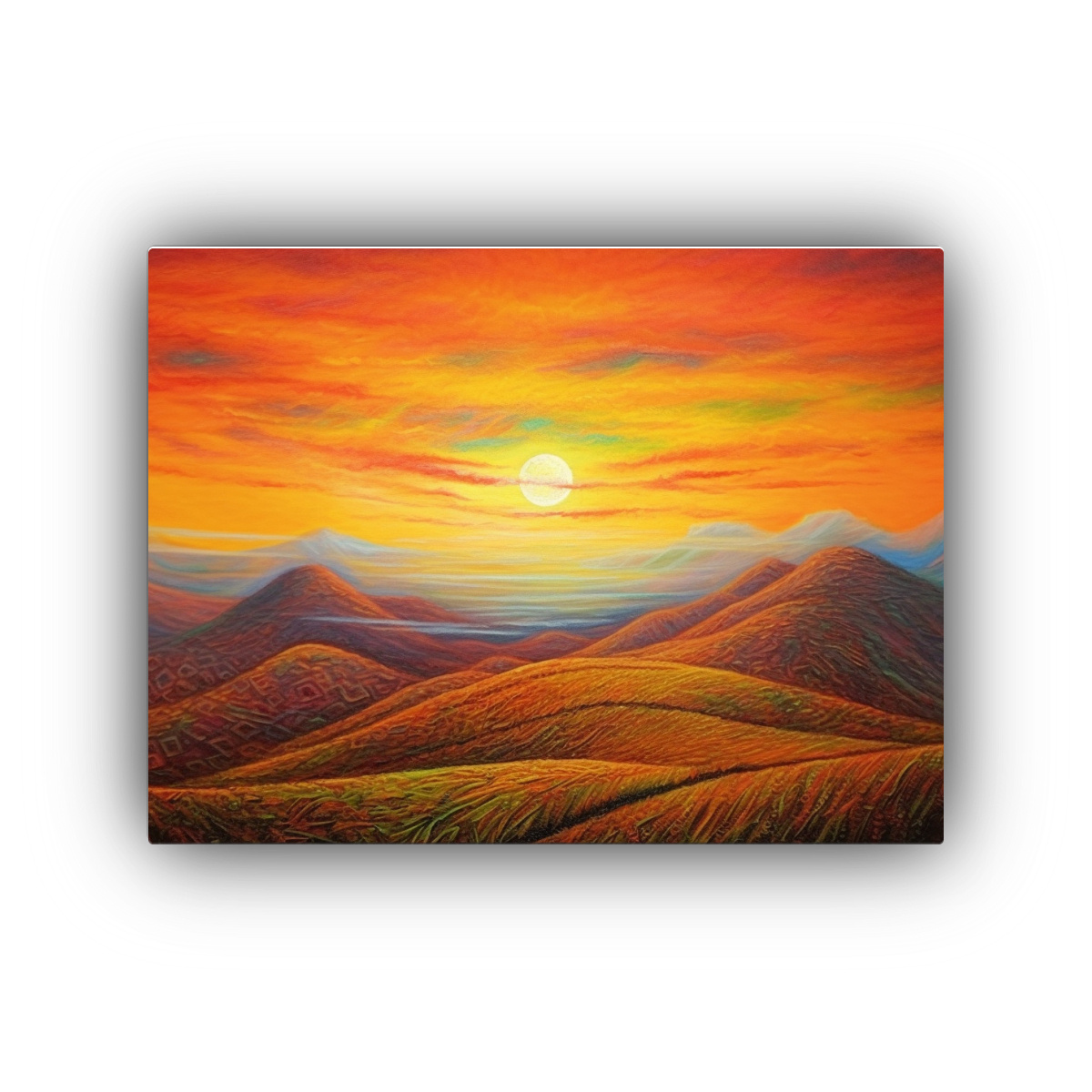 pintura-de-pared-contraste-cima-con-pasto-verde-puesta-de-sol