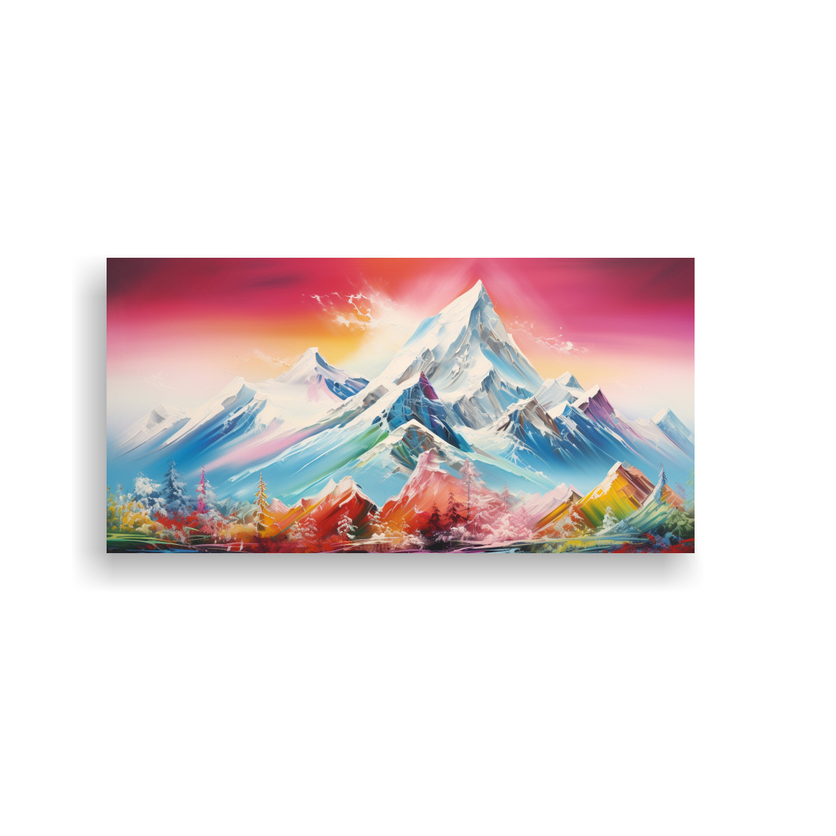 pintura-decorativa-abstracta-monta-as-nevadas-arco-ris-y-rojo