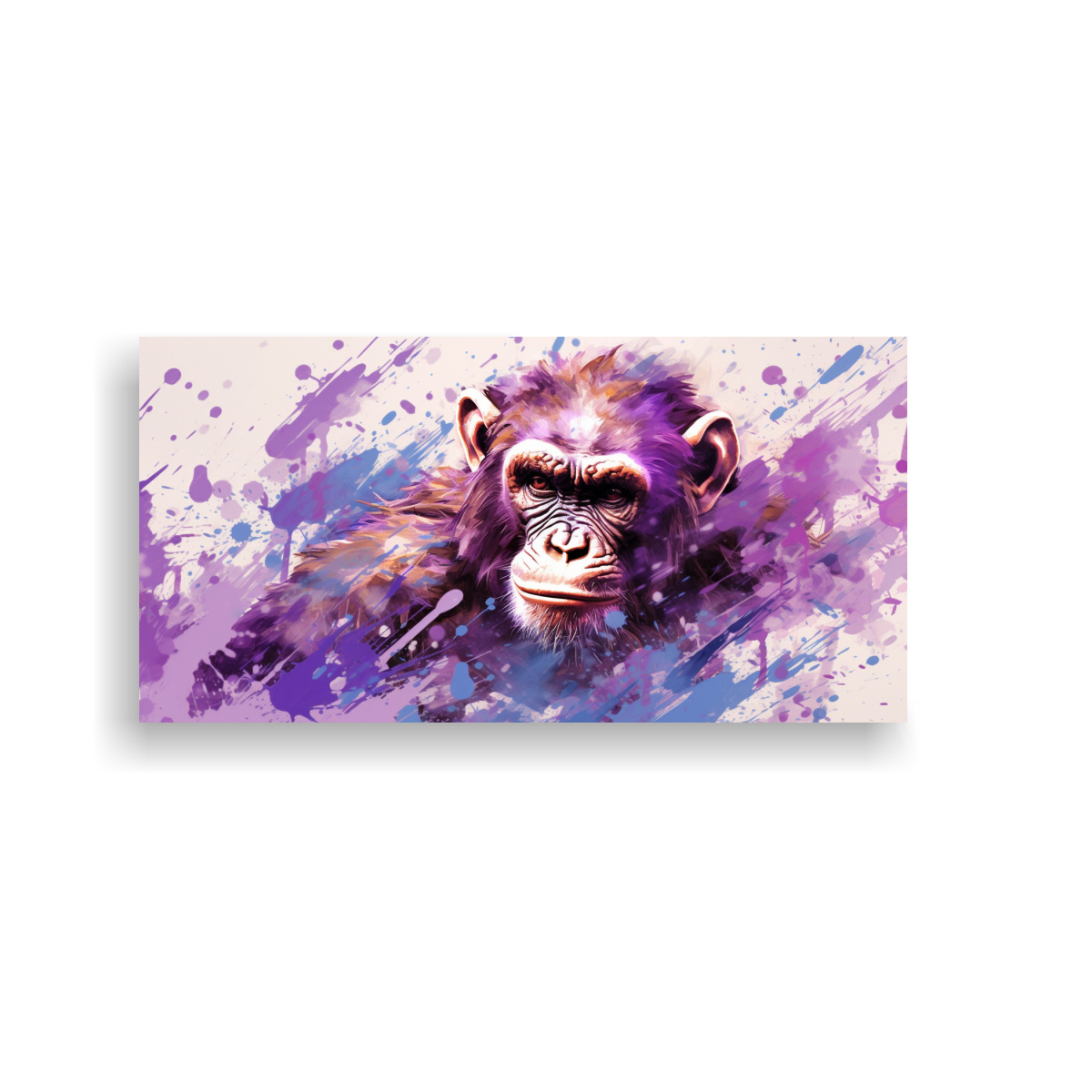 pintura-decorativa-de-chimpanc-en-tonos-topo-y-violeta-neo-pop-art