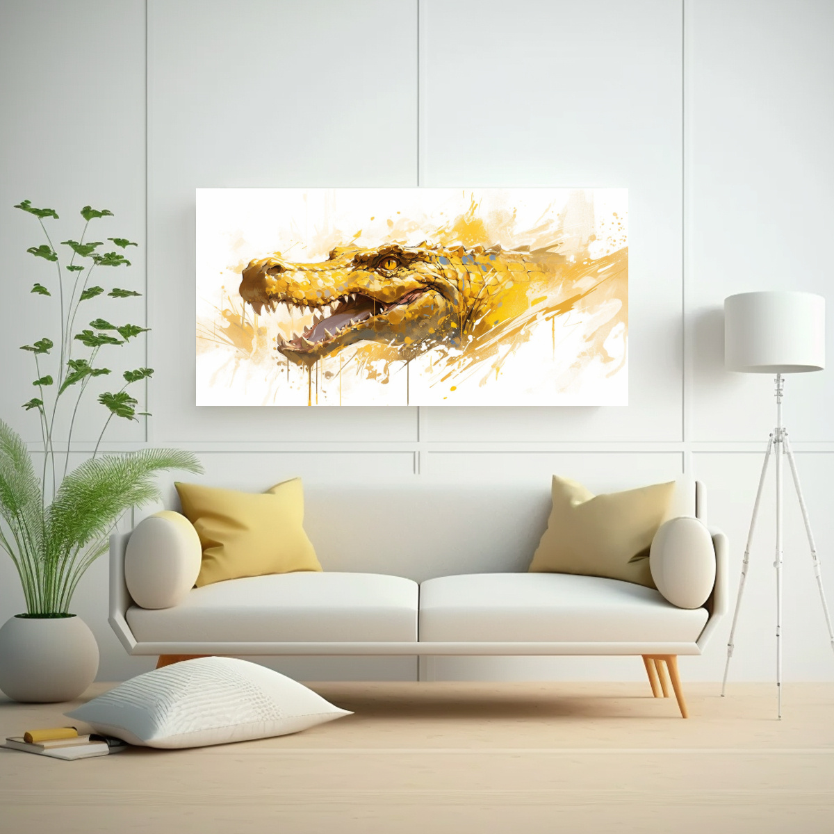 pintura-decorativa-de-cocodrilo-en-tonos-dorados-estilo-neo-pop-arte-1