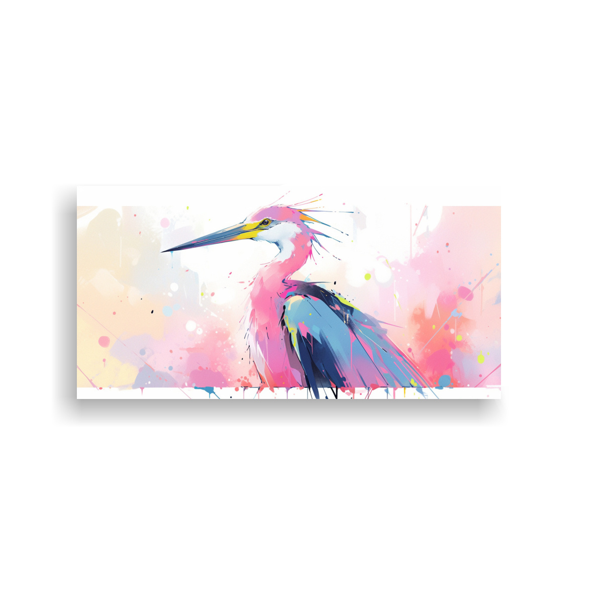 Cuadro Decorativo Heron In Rainbow And Pink Colors - DecoCuadros